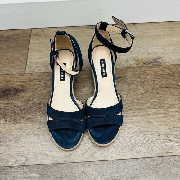 Nine West Black Espadrille Wedge Sandal Women’s Size 5 - Picture 4 of 10